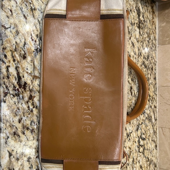 Kate Spade Stevie Brown And Beige Nylon Patent Trim Bag Tote, - Picture 5 of 10